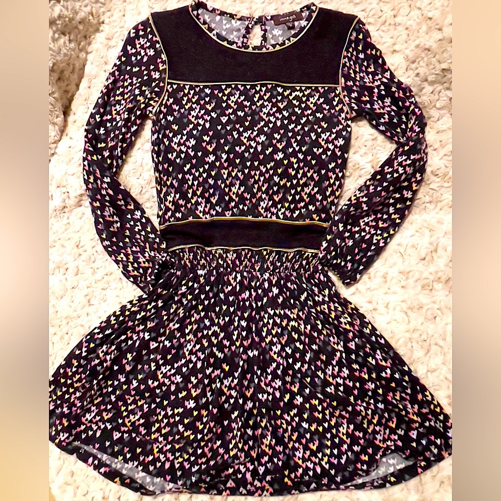 Girls Imoga Designer Long Sleeve Heart Dress